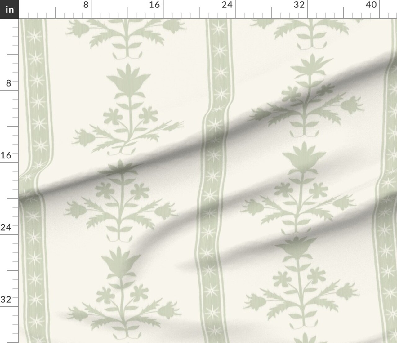 Sage Stripe Botanical Xl Scale Neutral Farmhouse Minimal Garden Preppy Grandmillennial Cream Beige Green Custom Printed Fabric by Spoonflower Various Fabrics by the Yard or Fat Quarter